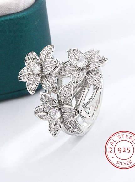 KissIcon Pear Zircon Ring 925 Stamp Sparkling Gift For Women