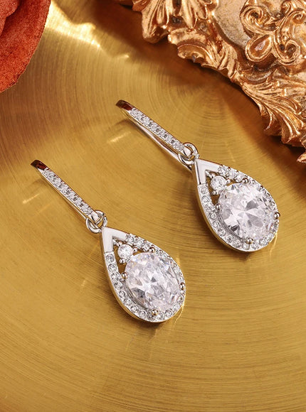 KissIcon 925 Silver Plated Pendant Earrings - Shiny Zircon