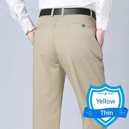 New Arrival 100% Cotton Summer Autumn Men's Casual Pants Fashion Solid Black Beige Gentle Thicken Trousers Brand Smart Suit Pant