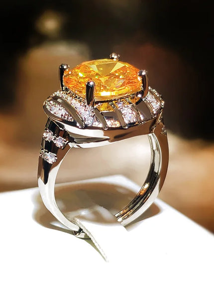 KissIcon Flashy Ring for Women - Adjustable Yellow Zircon