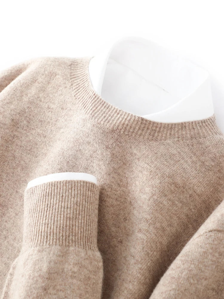 100% Merino Wool Sweater Man O-neck Basic Wool Pullover Autumn Winter Long Sleeve Soft Warm Jumper Smart Casual Knit Popular Top