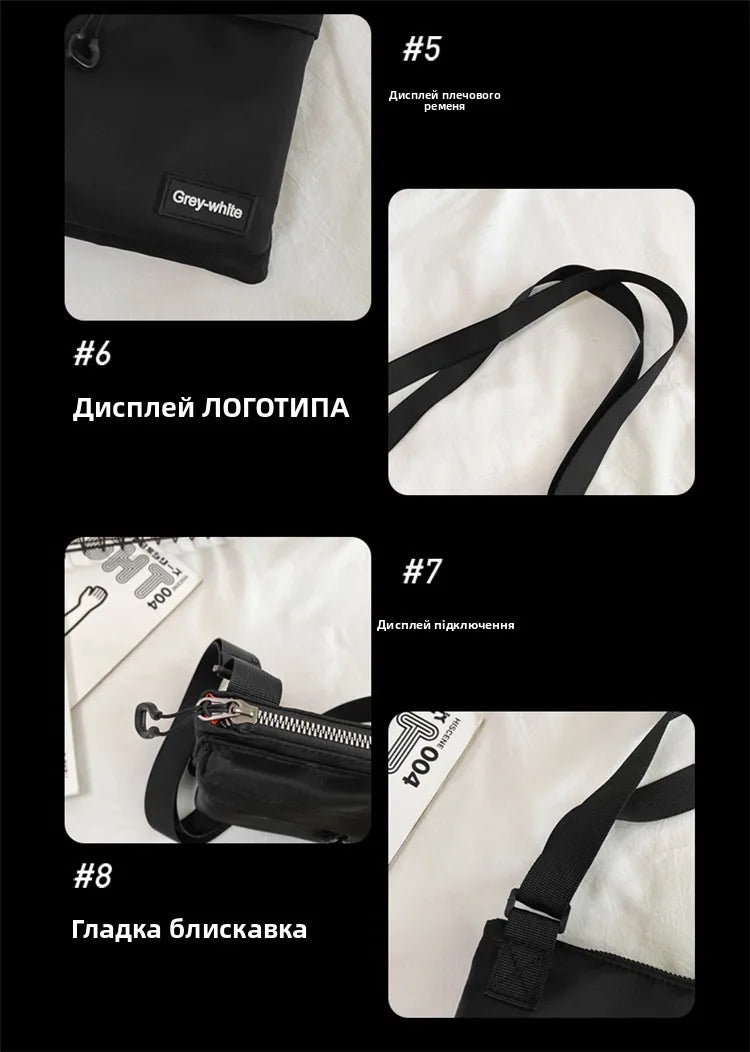 Casual Sporty Black Crossbody Bag Men's Messenger Bag Green Cloth Small Square Bag Suitable for Work Versatile Shoulder Bag