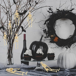 5PCS Decor Halloween Mini Plastic Skull Skeleton Decoration Favors Hanging Toys for Craft Halloween Party Decorations