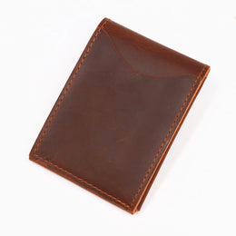 Genuine Leather Wallet For Men Male Real Cowhide Short Slim Minimalist Men's Cash Wallet Credit Card Holder With Flap Closure