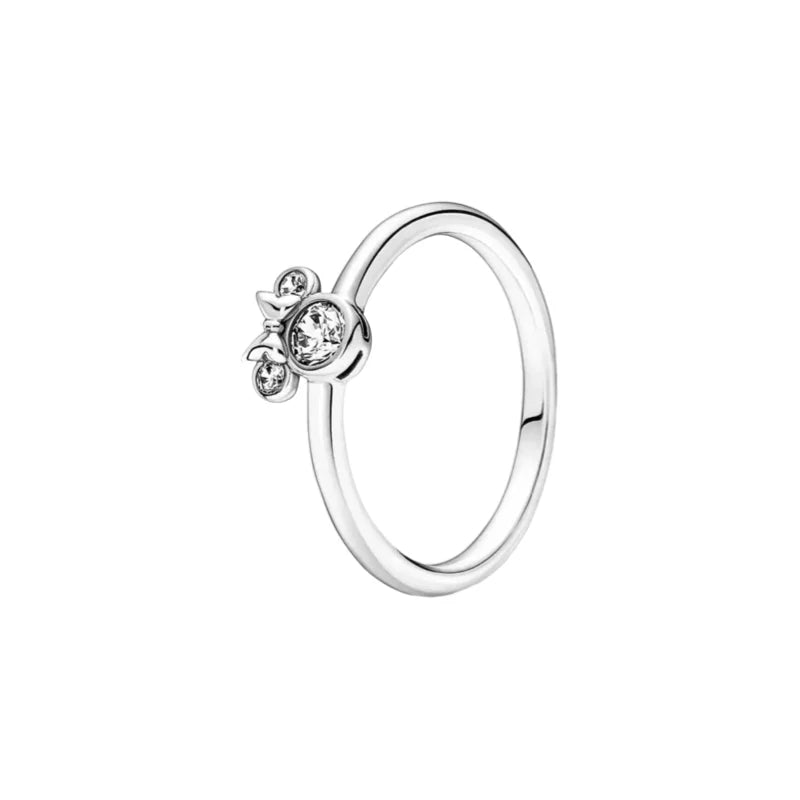 100%925 Pure Silver Disney Hot sale love bowknot ring suitable for women to wear Classic jewellery wedding Valentine's Day gift