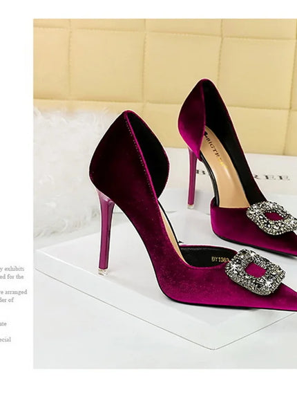 Women Super High Heels Velvet Pumps Shallow Mouth
