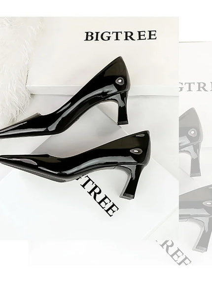 2024 Spring Versatile Fashion Shallow Mouth Patent Leather
