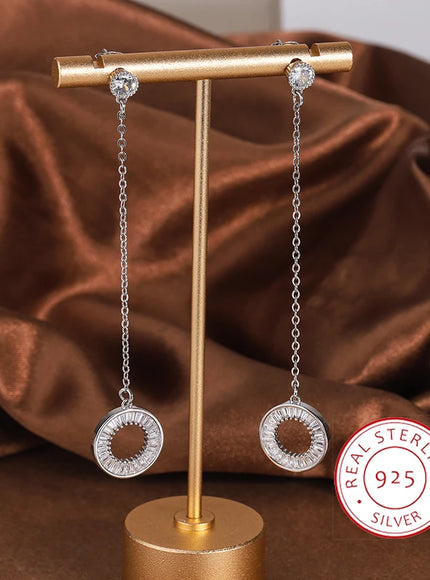 KissIcon Korean Tassel Earrings - Zircon Pendant 925 Silver