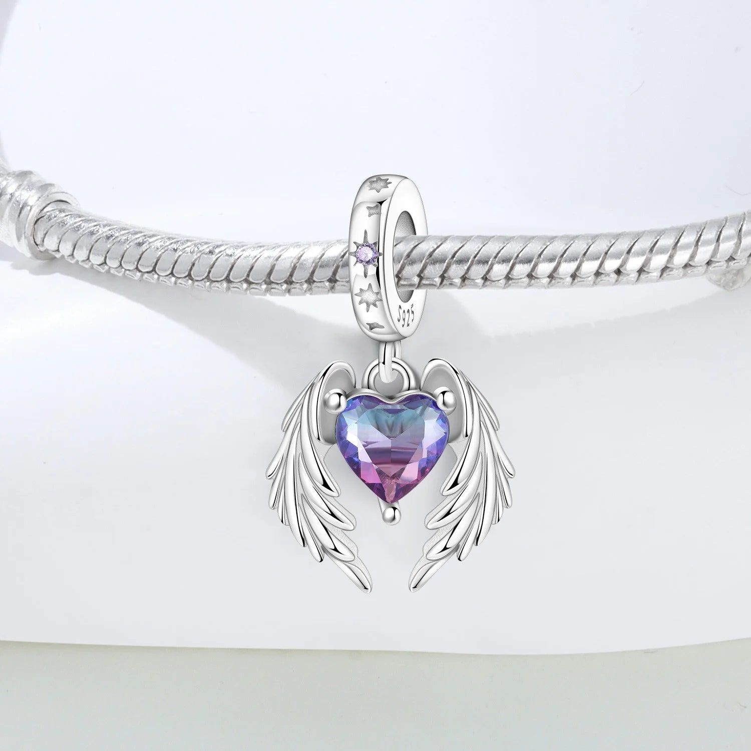 Original Charms Beads 925 Sterling Silver Zircon LOVE Winged Protect Heart Pendant For DIY Necklace Bracelet Fine Jewellery Gift