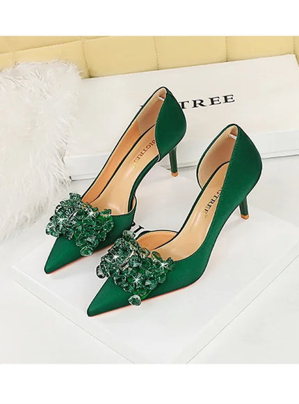 2024 New Rhinestone Women Pumps Bow knot Retro