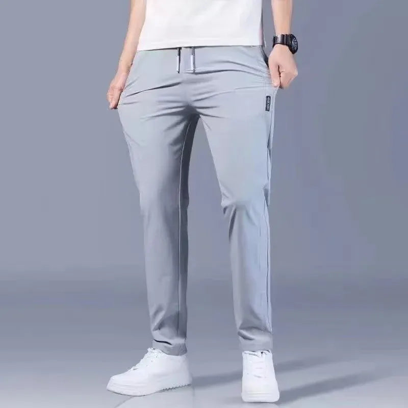 KissICON Image Color / XL Summer Men Ice Silk Pants Straight Fit Large Size Multi Functional Comfortable Lightweight Quick Dry Sports Trousers