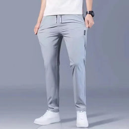 KissICON Image Color / XL Summer Men Ice Silk Pants Straight Fit Large Size Multi Functional Comfortable Lightweight Quick Dry Sports Trousers