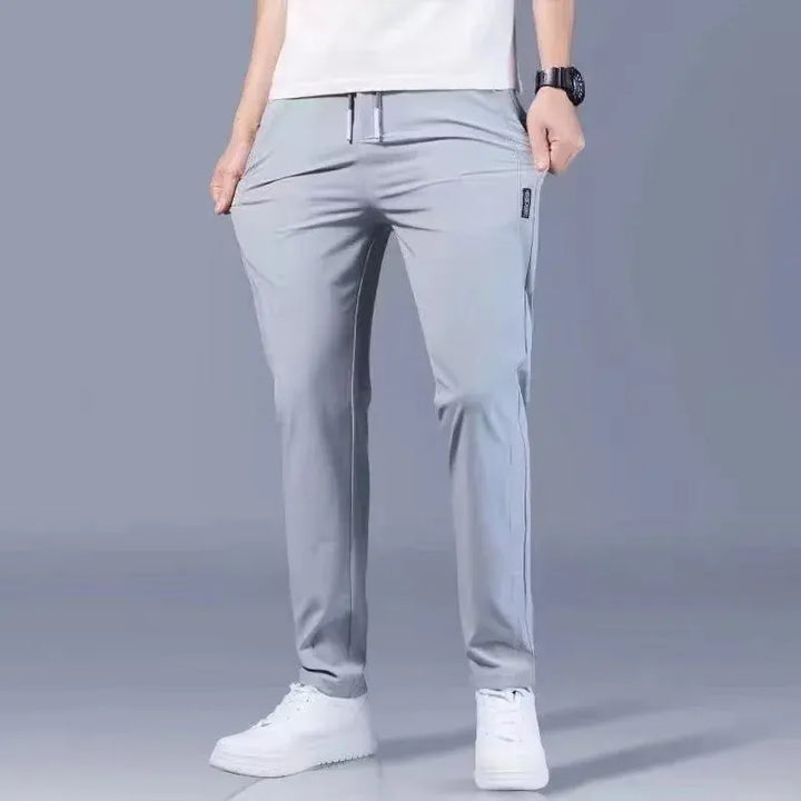 Summer Men Ice Silk Pants Straight Fit Large Size Multi Functional Comfortable Lightweight Quick Dry Sports Trousers