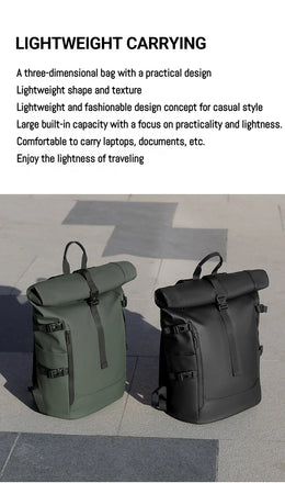 New Shoulder Bag Men's Senior Sense of Business Computer Outdoor Leisure Rolled Edge Travel Backpack Fashion Commuting