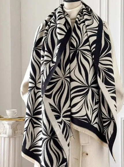Classic Elegant Imitation Cashmere Women's Shawl Designer Stylish Printed Soft Scarf Thickened Warm Autumn Winter Scarves Female