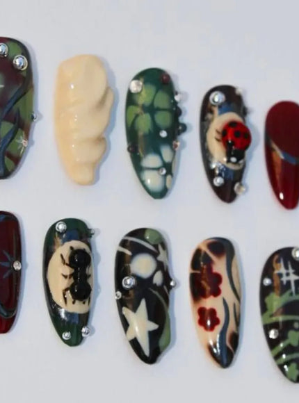 KissIcon Press On Nails Y2K 3D Green Almond