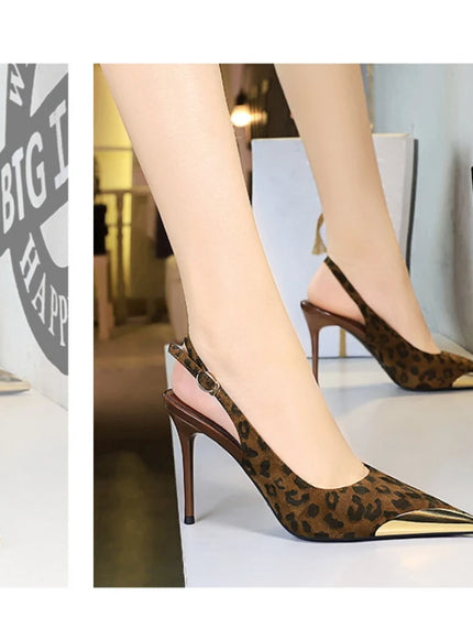 European American Style Metal Pointed High Heels Slim