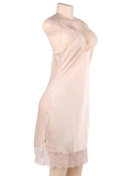Women Lingerie Nightgown Silk Satin Slip Dress Nightie Lace Chemise Sexy Night Dress Lingerie Plus Size Nightgown Nightwear