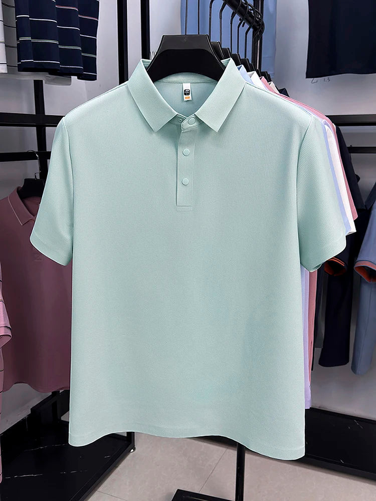 2025 Men's Sporty Polo Waffle Shirt | Moisture-Wicking Golf Tennis Top Sizes S-5XL, Snap Buttons, 7A Antibacterial High Quality