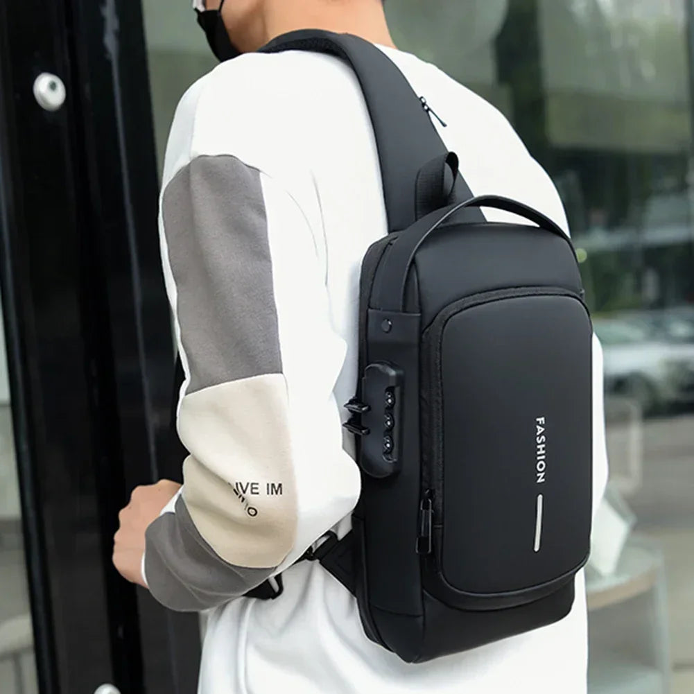 Multifunction Designer Anti-theft USB Shoulder Bag Crossbody Travel Sling Pack Messenger Pack Chest Bag Male Luxury Brand Men