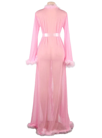 Plus size romantic pajamas with plush rolled edges Luxury  sexy nightgown night wear Sleepwear for Ladies