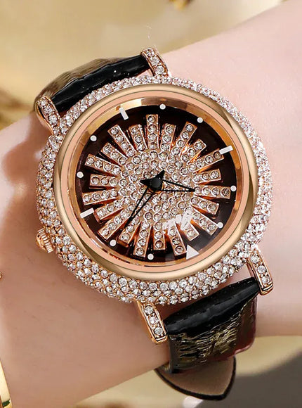 KissIcon UTHAI Women Watch Leather Diamond Waterproof -