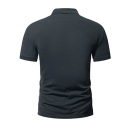 Men's polo shirt solid color short-sleeved zipper lapel T-shirt casual top