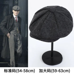 Men's Tweed British Newsboy Hat Herringbone Gatsby Hat Street Hats Octagonal Brim Hat Four Seasons Hip Hop Beret Painter Hat