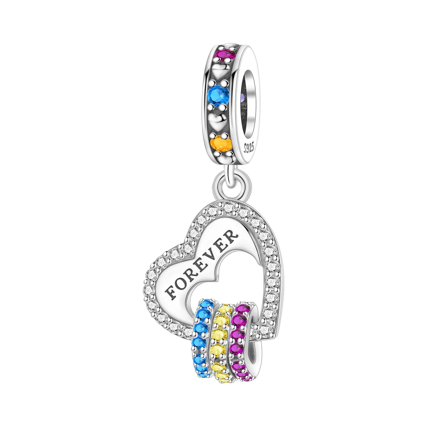 Original Charms Beads 925 Sterling Silver Zircon LOVE Winged Protect Heart Pendant For DIY Necklace Bracelet Fine Jewellery Gift