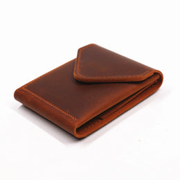 Genuine Leather Wallet For Men Male Vintage Cowhide Short Vertical Slim Mens Cash Wallet Purse Card Holder Flap Magnetic Closure