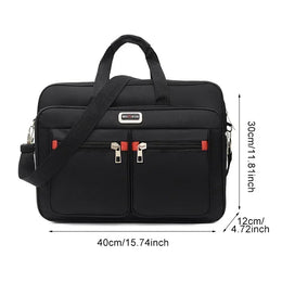 Men Large Capacity Business Briefcase Portable Versatile Shoulder Bag Multiple Pockets Handbag for Business & Casual Use