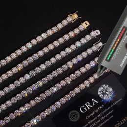 D VVS1 Moissanite Tennis Bracelet Original s925 Sterling Silver Plated 18k White Gold with GRA Necklace for Women Man