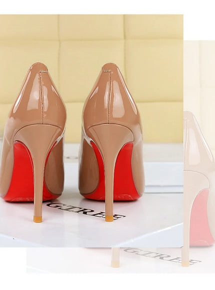 Fashionable Simple Slim Heels High Heels Glossy Patent