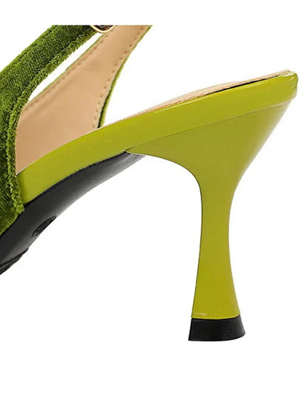 Elegant Women Green High Heel Velvet Pumps Wedding