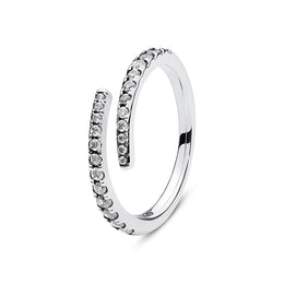Original 925 Sterling Silver Ring Love Heart Pave CZ Crystal Stackable Rings For Women Wedding Engagement Birthday Gift Jewelry