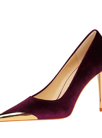 Women Fashion Comfort Suede High Heels Green Burgundy