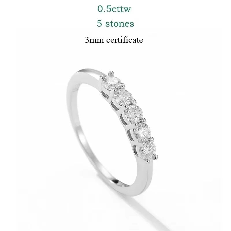Smyoue 0.7CT 3mm Gemstone Moissanite Rings for Women S925 Silver Matching Wedding Diamonds Band Stackable Ring White Gold Gift