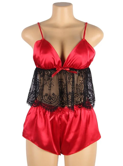 Plus Size  faux silk smooth cooling feel sexy lingerie sets pajama sets for woman lady from M-5XL