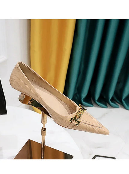 Fashion Metal Chain Decoration Women Pumps Shallow Mouth