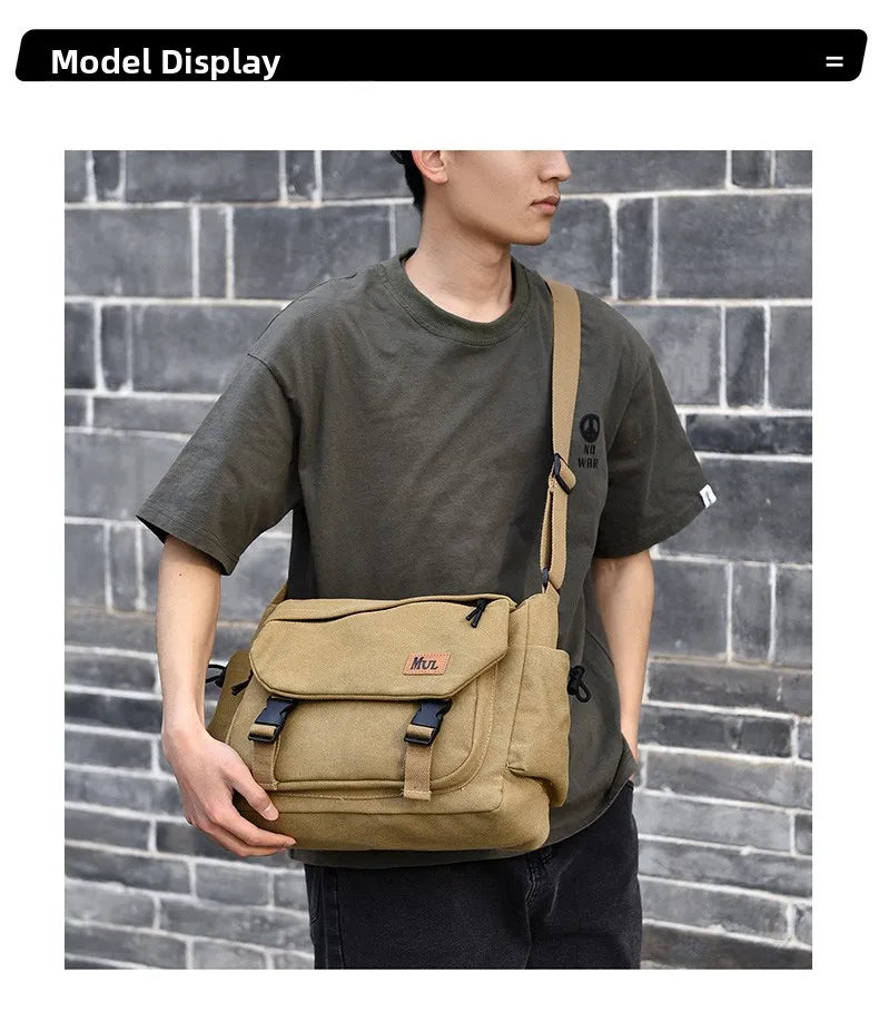 Men's Casual Crossbody Bag Large Capacity Single Shoulder Bag Commuter Mailman Bag Lightweight Leisure Backpack for Business