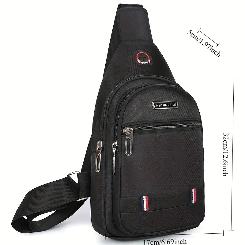 Men's Breast Bag One Shoulder Messenger Bag Casual Oxford Cloth Stylish and Simple Chest Bag Portable Men's Backpack
