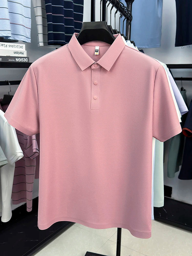 2025 Men's Sporty Polo Waffle Shirt | Moisture-Wicking Golf Tennis Top Sizes S-5XL, Snap Buttons, 7A Antibacterial High Quality