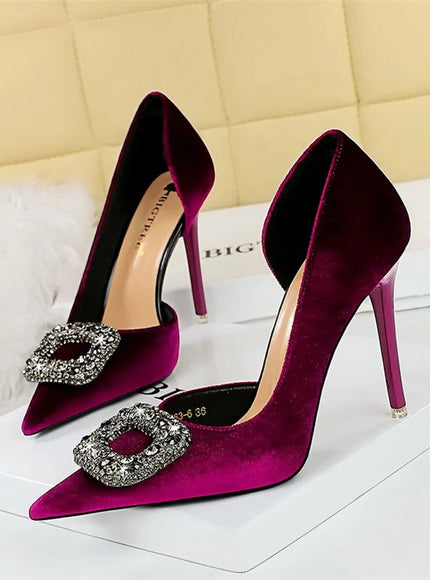 Women Super High Heels Velvet Pumps Shallow Mouth