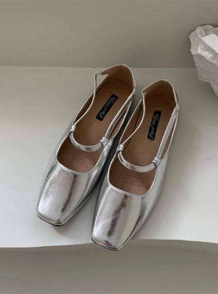 Flats Shoes for Women Luxury Silver Ballet Shoes