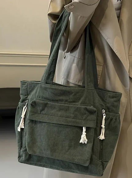 Women's Corduroy Multi-pocket Shoulder Handbag – Commuting