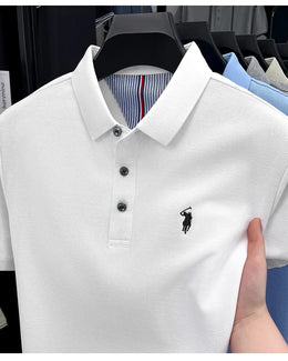 100% pure cotton short sleeved men's polo shirt summer fashion high-end brand pony embroidery golf top casual business T-shirt
