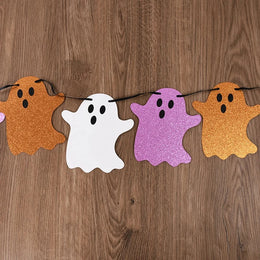 Halloween Party Banner Garlands Cartoon Ghost Bat Spider Hanging Bunting for Halloween Home Decoration Supplies Kids Favors Gift