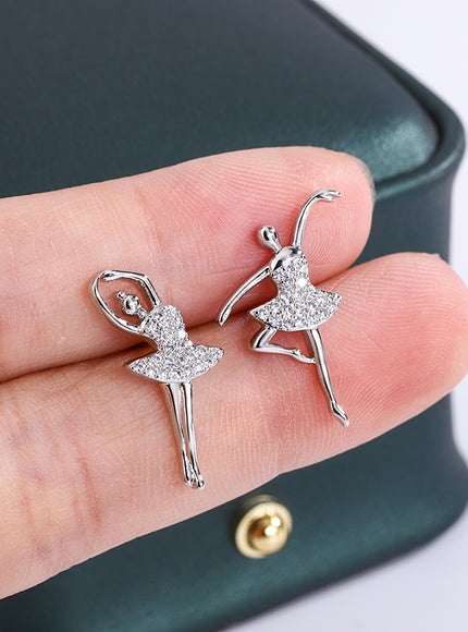 KissIcon Glitter Ballerina Earrings - Zircon Sparkle