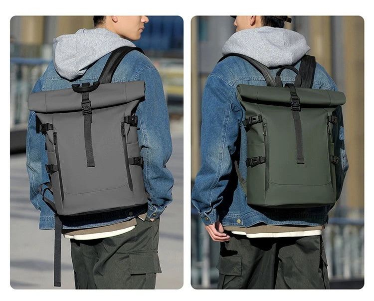 New Shoulder Bag Men's Senior Sense of Business Computer Outdoor Leisure Rolled Edge Travel Backpack Fashion Commuting