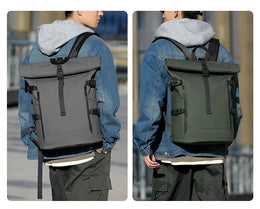 New Shoulder Bag Men's Senior Sense of Business Computer Outdoor Leisure Rolled Edge Travel Backpack Fashion Commuting